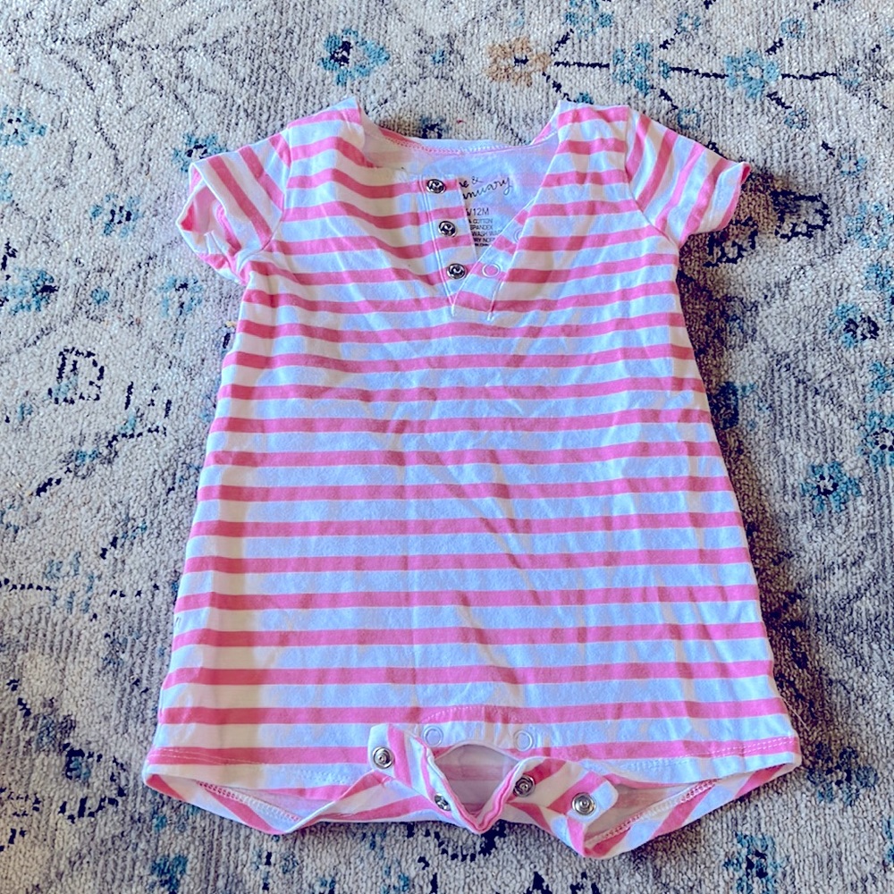 June & January 6-12M Pink Striped Shortie
